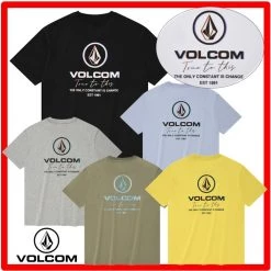 Volcom Unisex Street Style Short Sleeves Logo T-Shirts For Women Yellow X L