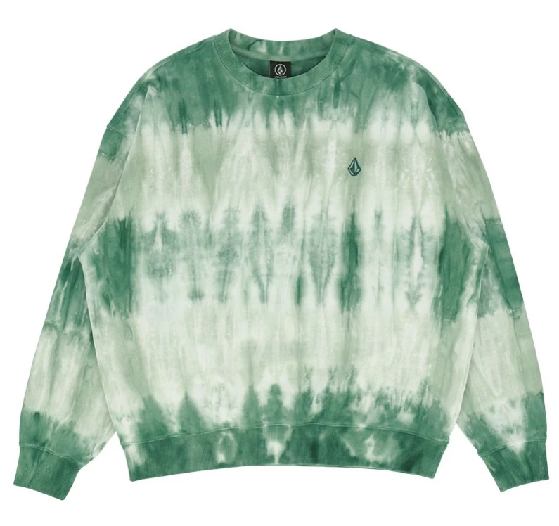 Volcom 2022 SS Crew Neck Unisex Street Style Tie-dye Long Sleeves Cotton For Men Green X S 6 Volcom 2022 SS Crew Neck Unisex Street Style Tie-dye Long Sleeves Cotton For Men Green X S - Image 4