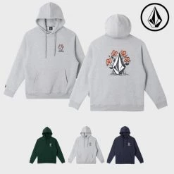 Volcom Unisex Street Style Long Sleeves Cotton Logos On The Sleeves For Men Gray X L