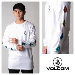 Volcom Crew Neck Street Style Long Sleeves Cotton For Men White X S
