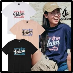 Volcom Unisex Street Style Logo T-Shirts For Women White X Xl