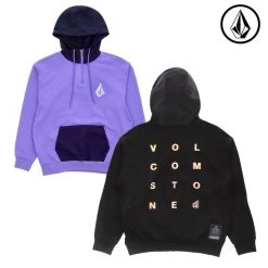 Volcom Unisex Long Sleeves Cotton Logo Hoodies For Men Black X L