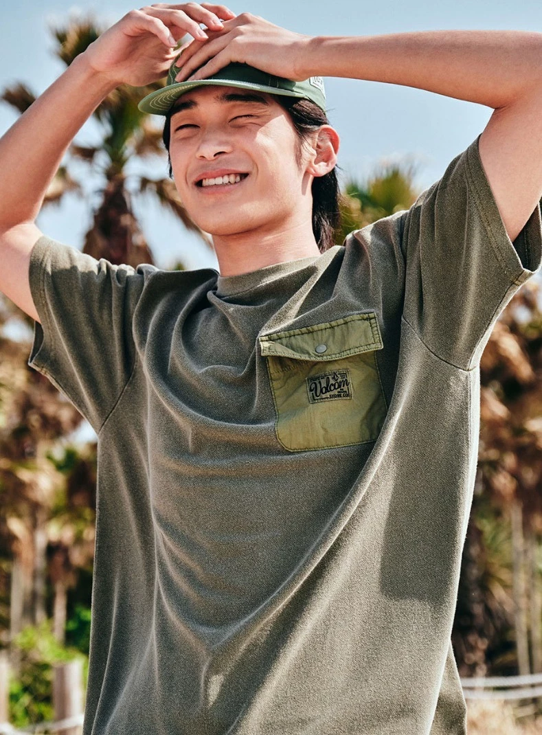 Volcom Unisex Street Style Logo T-Shirts For Women Khaki X M 12 Volcom Unisex Street Style Logo T-Shirts For Women Khaki X M - Image 10