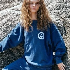 Volcom Crew Neck Unisex Street Style Long Sleeves Cotton Logo For Men Charcoal X S -Volcom Sales Shop org 2223