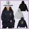 Volcom Pullovers Unisex Street Style Long Sleeves Plain Oversized For Men Black X L