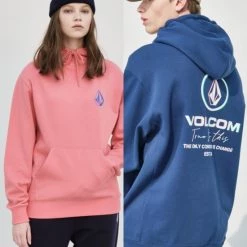 Volcom Unisex Street Style Long Sleeves Cotton Logos On The Sleeves For Men Gray X M
