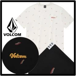 Volcom Unisex Street Style Logo T-Shirts For Men Cream X Xl