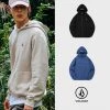 Volcom Unisex Street Style Long Sleeves Cotton Logo Hoodies For Men Blue X M -Volcom Sales Shop org 2403