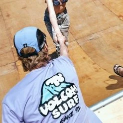 Volcom Unisex U-Neck Cotton Short Sleeves Logo T-Shirts For Men Purple X M -Volcom Sales Shop org 2585