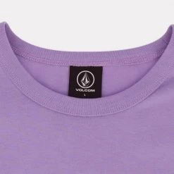 Volcom Unisex U-Neck Cotton Short Sleeves Logo T-Shirts For Men Purple X M -Volcom Sales Shop org 2588