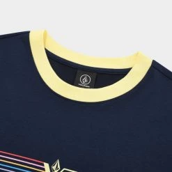 Volcom Unisex Street Style Short Sleeves Logo T-Shirts For Men Navy X M -Volcom Sales Shop org 2632
