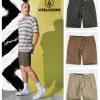 Volcom 2022 SS Blended Fabrics Bi-color Plain Cotton Khaki Logo Shorts For Men Chocolate X 38 -Volcom Sales Shop org 2634