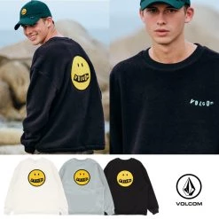 Volcom Unisex Street Style Long Sleeves Logo Sweatshirts For Men Black X L