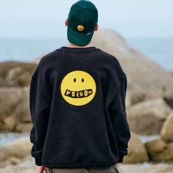 Volcom Unisex Street Style Long Sleeves Logo Sweatshirts For Men Black X L -Volcom Sales Shop org 2643