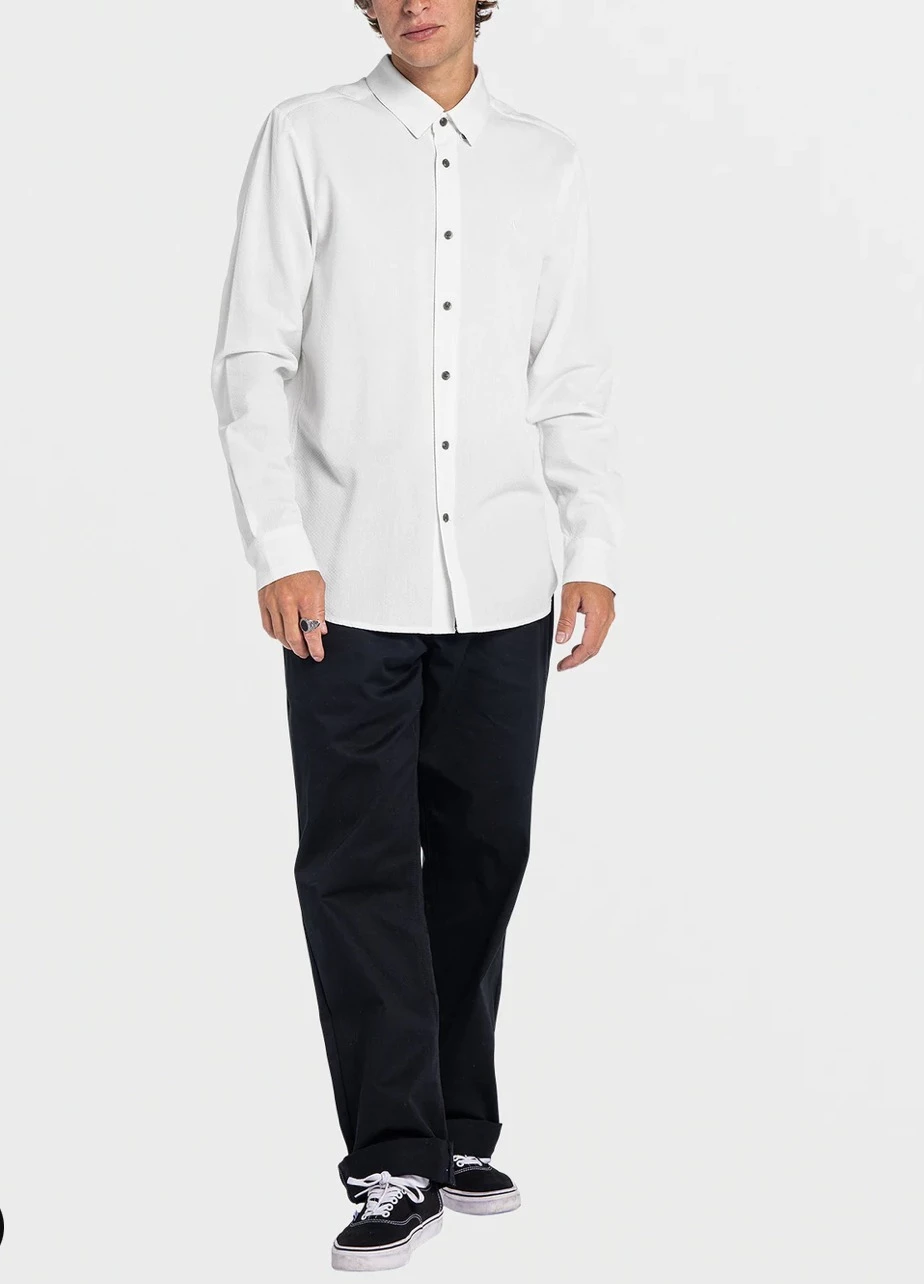 Volcom 2022 SS Button-down Unisex Street Style Long Sleeves Plain Cotton For Men Cloud X L 8 Volcom 2022 SS Button-down Unisex Street Style Long Sleeves Plain Cotton For Men Cloud X L - Image 6