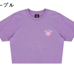 Volcom Short U-Neck Cotton Short Sleeves Logo Cropped For Women Purple X S -Volcom Sales Shop org 2794