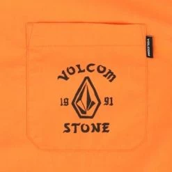 Volcom Unisex Cotton Short Sleeves Logo Shirts For Men Orange X L -Volcom Sales Shop org 2865