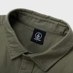Volcom Unisex Street Style Long Sleeves Logo Shirts For Men Khaki X L -Volcom Sales Shop org 2885