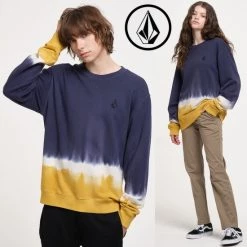 Volcom Unisex Street Style U-Neck Long Sleeves Cotton For Men Green X Xl