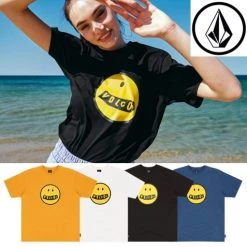 Volcom Unisex U-Neck Cotton Short Sleeves Logo T-Shirts For Men Gold X S