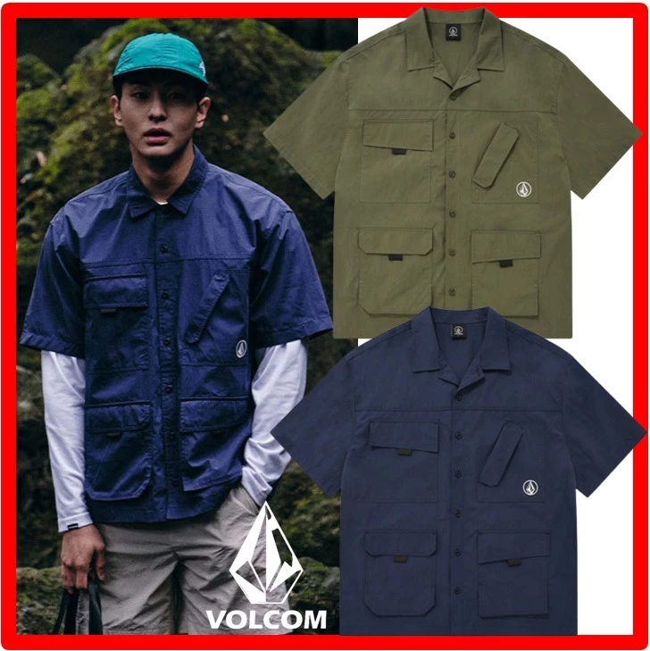 Volcom Unisex Street Style Short Sleeves Logo Shirts For Men Navy X L 3 Volcom Unisex Street Style Short Sleeves Logo Shirts For Men Navy X L