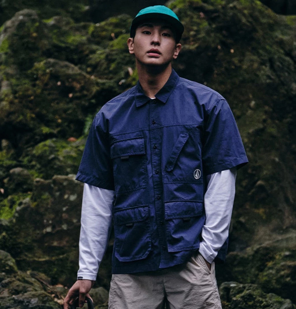 Volcom Unisex Street Style Short Sleeves Logo Shirts For Men Navy X L 4 Volcom Unisex Street Style Short Sleeves Logo Shirts For Men Navy X L - Image 2