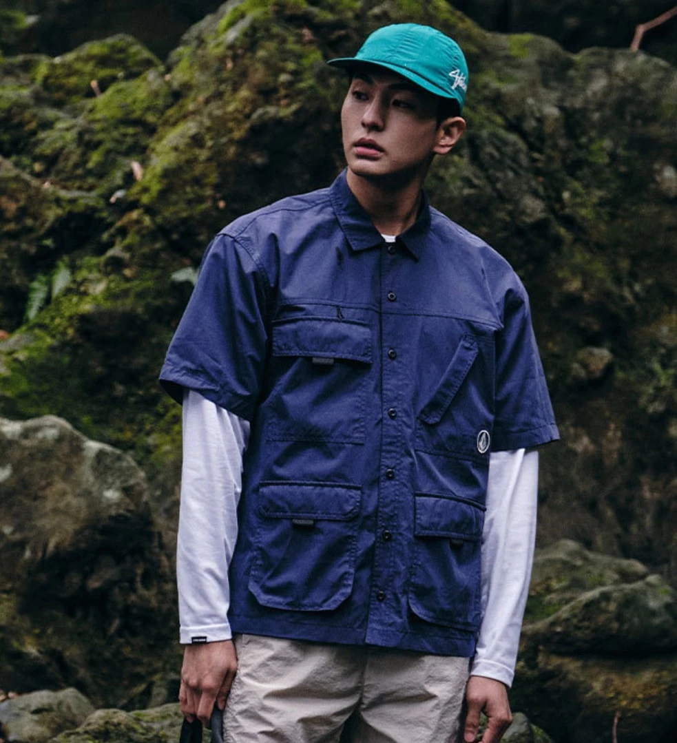 Volcom Unisex Street Style Short Sleeves Logo Shirts For Men Navy X L 5 Volcom Unisex Street Style Short Sleeves Logo Shirts For Men Navy X L - Image 3