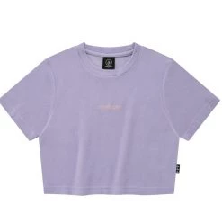 Volcom Street Style Short Sleeves Logo T-Shirts For Women Khaki X Xs -Volcom Sales Shop org 3198