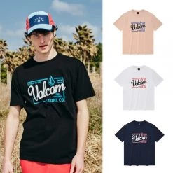 Volcom Unisex Street Style Cotton Short Sleeves Logo T-Shirts For Men Navy X Xl