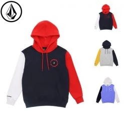 Volcom Unisex Long Sleeves Cotton Logo Hoodies For Men Blue X M