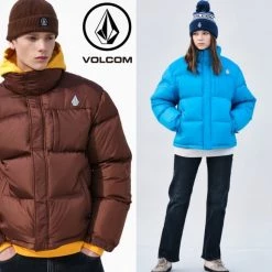 Volcom Unisex Street Style Logo Down Jackets For Men Cream X Xl