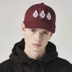Volcom Unisex Street Style Caps For Men Burgundy X One Size -Volcom Sales Shop org 3699