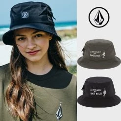 Volcom Unisex Street Style Bucket Hats Wide-brimmed Hats For Men Black X S