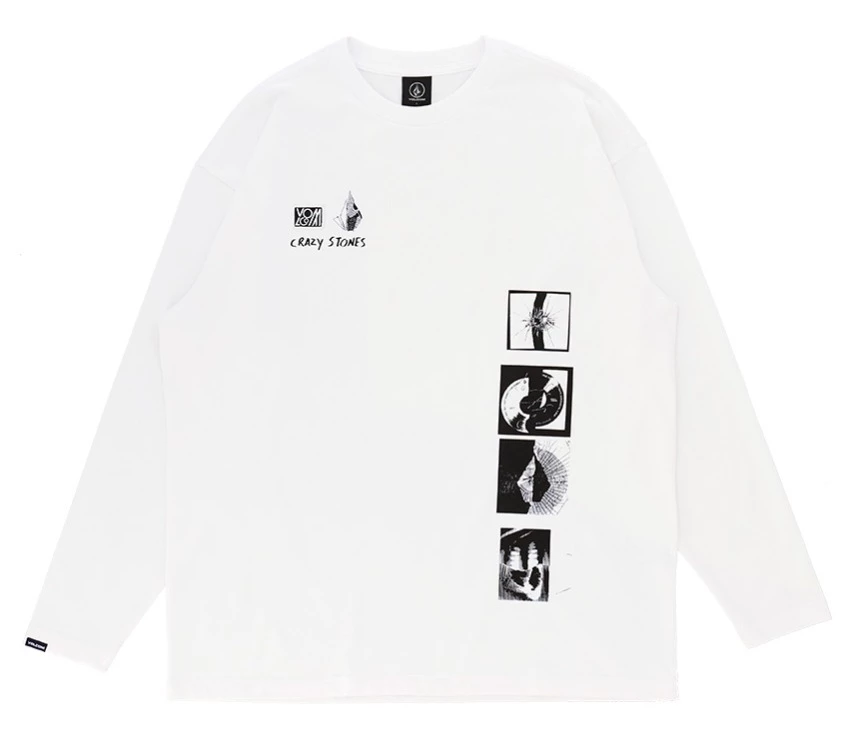 Volcom Unisex U-Neck Long Sleeves Cotton Long Sleeve T-shirt Logo For Men White X S 4 Volcom Unisex U-Neck Long Sleeves Cotton Long Sleeve T-shirt Logo For Men White X S - Image 2