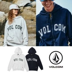 Volcom Unisex Street Style Long Sleeves Cotton Logo Hoodies For Men Navy X Xl