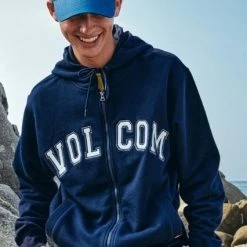 Volcom Unisex Street Style Long Sleeves Cotton Logo Hoodies For Men Navy X Xl -Volcom Sales Shop org 3921