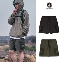 Volcom 2022 SS Unisex Street Style Cotton Logo Shorts For Men Khaki X L