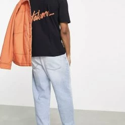 Volcom Pullovers Unisex Street Style Plain Cotton Short Sleeves For Men Black X Xs Chest32-34 -Volcom Sales Shop org 4208