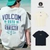 Volcom Unisex Street Style Cotton Short Sleeves Logo T-Shirts For Men Cream X L -Volcom Sales Shop org 4252