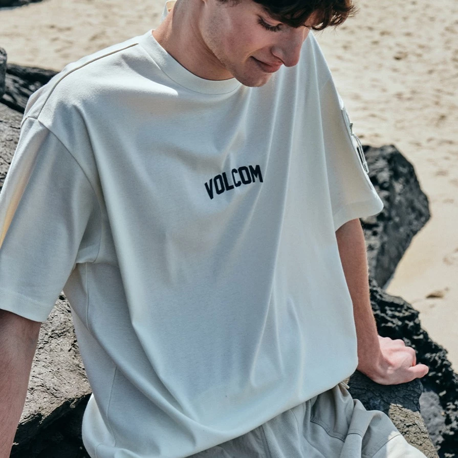 Volcom Unisex Street Style Cotton Short Sleeves Logo T-Shirts For Men Cream X L 4 Volcom Unisex Street Style Cotton Short Sleeves Logo T-Shirts For Men Cream X L - Image 2