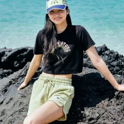 Volcom Street Style Short Sleeves Logo T-Shirts For Women Black X S -Volcom Sales Shop org 4307