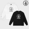 Volcom Unisex U-Neck Long Sleeves Cotton Logo Sweatshirts For Men Black X M
