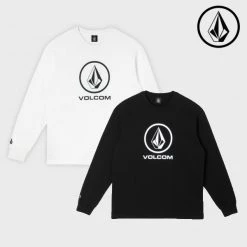 Volcom Unisex U-Neck Long Sleeves Cotton Logo Sweatshirts For Men Black X M