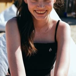 Volcom Short Sleeveless Cotton Logo Tanks & Camisoles For Women Blue X S -Volcom Sales Shop org 4337