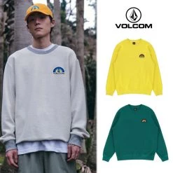 Volcom 2022 SS Crew Neck Unisex Street Style Long Sleeves Cotton Logo For Men Gray X Xl