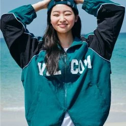 Volcom 2022 SS Unisex Logo Jackets For Men Green X S -Volcom Sales Shop org 4529