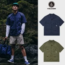 Volcom Unisex Street Style Long Sleeves Short Sleeves For Men Navy X L