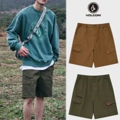 Volcom 2022 SS Unisex Street Style Cotton Logo Shorts For Men Khaki X L
