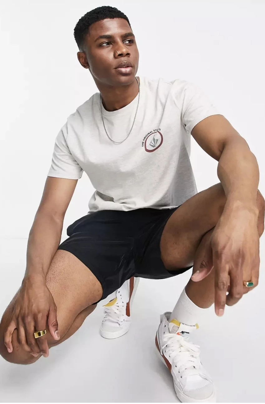 Volcom Pullovers Unisex Street Style Plain Cotton Short Sleeves For Men Grey X M 5 Volcom Pullovers Unisex Street Style Plain Cotton Short Sleeves For Men Grey X M - Image 3