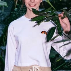 Volcom Short U-Neck Long Sleeves Cotton Long Sleeve T-shirt Logo For Women White X S -Volcom Sales Shop org 5042